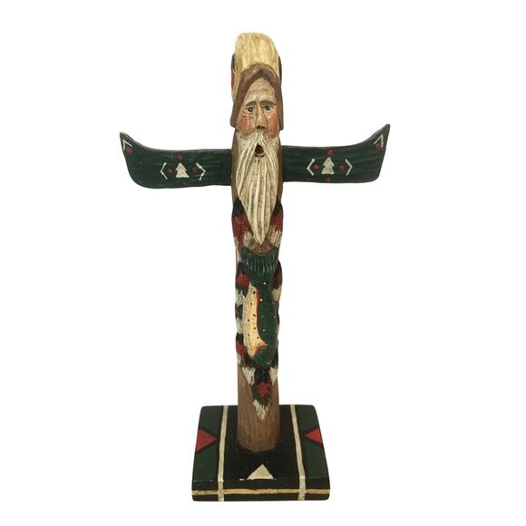 Vintage Limb Folk Art Totem Pole Santa Christmas Figurine Resin - Picture 1 of 8